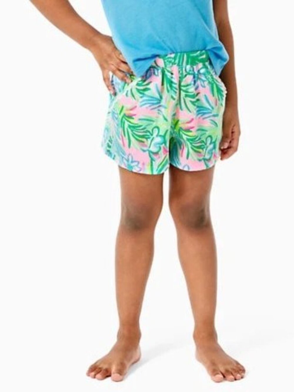 Lilly Pulitzer Girls Jenesis Shorts Pelican Pink Coconut Row L 8-10 Years 290636